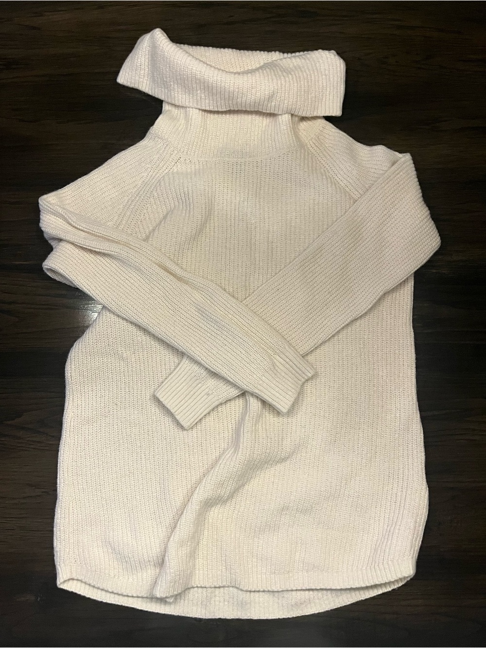 Tahari Cream Cowl Neck Ribbed Knit Sweater